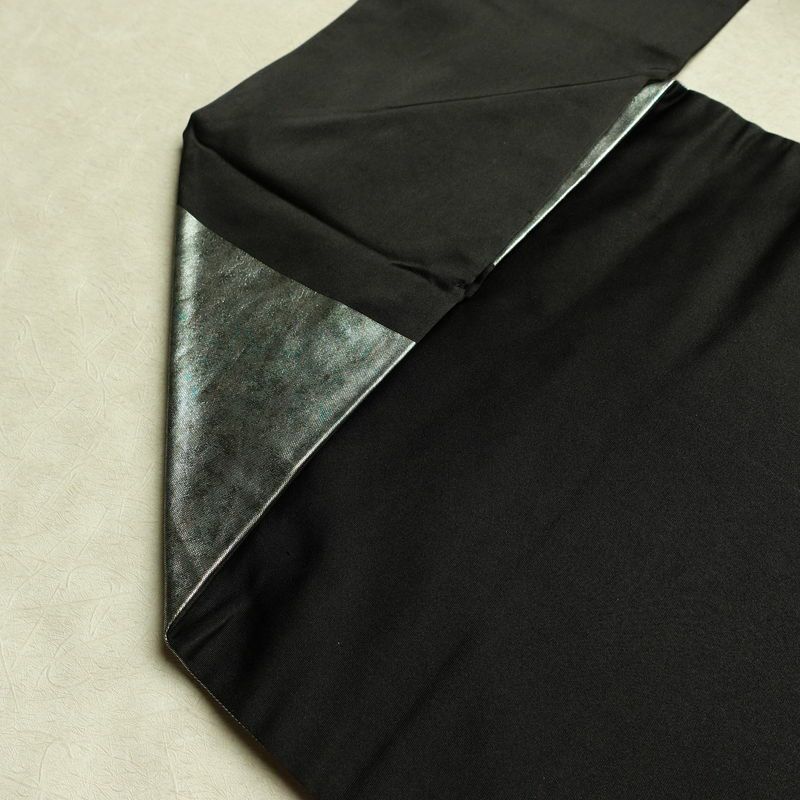 名古屋帯 青銅箔 太鼓柄 良品 正絹 人物・動物柄 名古屋仕立て なごや帯 リサイクル帯 帯 引箔 黒_画像19