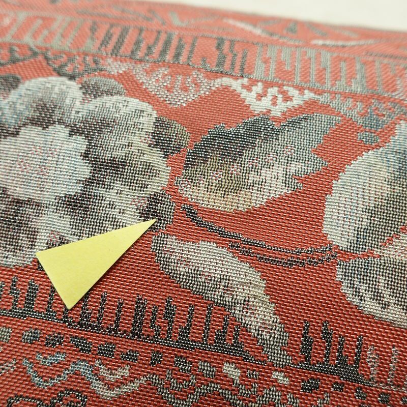 名古屋帯 全通柄 正絹 花柄 名古屋仕立て なごや帯 リサイクル帯 帯 モダン ピンク_画像4