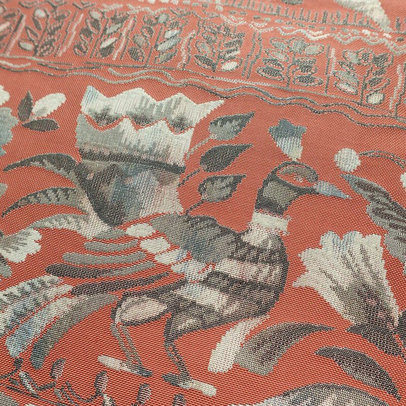 名古屋帯 全通柄 正絹 花柄 名古屋仕立て なごや帯 リサイクル帯 帯 モダン ピンク_画像5