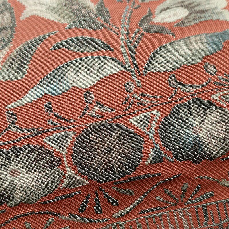 名古屋帯 全通柄 正絹 花柄 名古屋仕立て なごや帯 リサイクル帯 帯 モダン ピンク_画像6