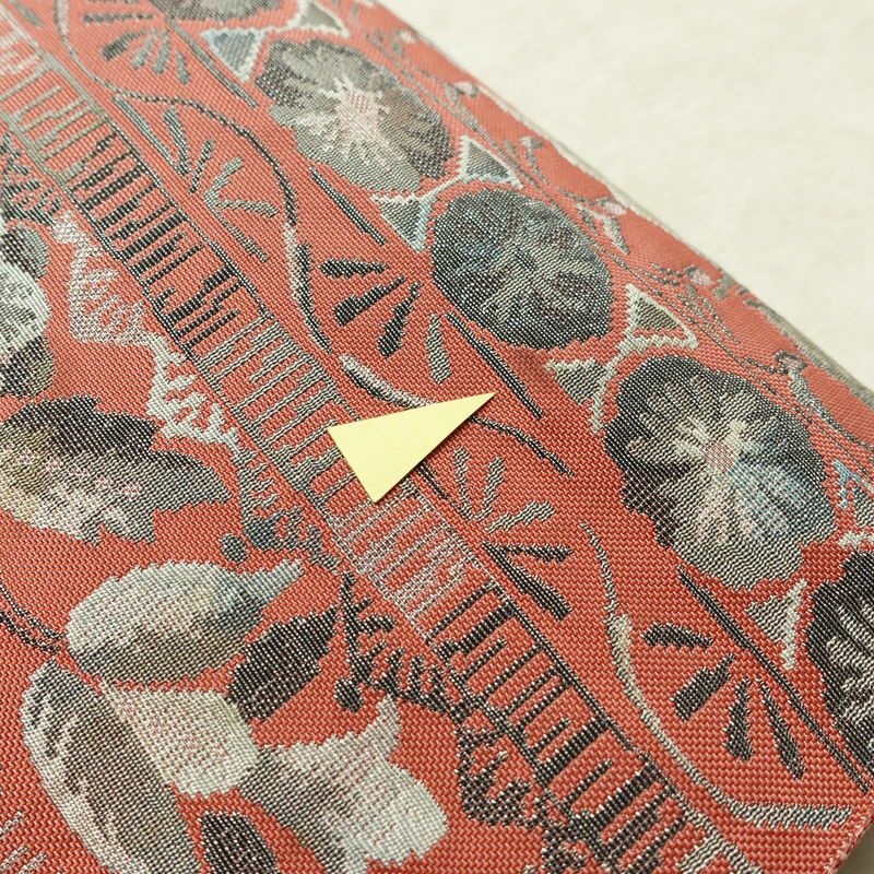 名古屋帯 全通柄 正絹 花柄 名古屋仕立て なごや帯 リサイクル帯 帯 モダン ピンク_画像9