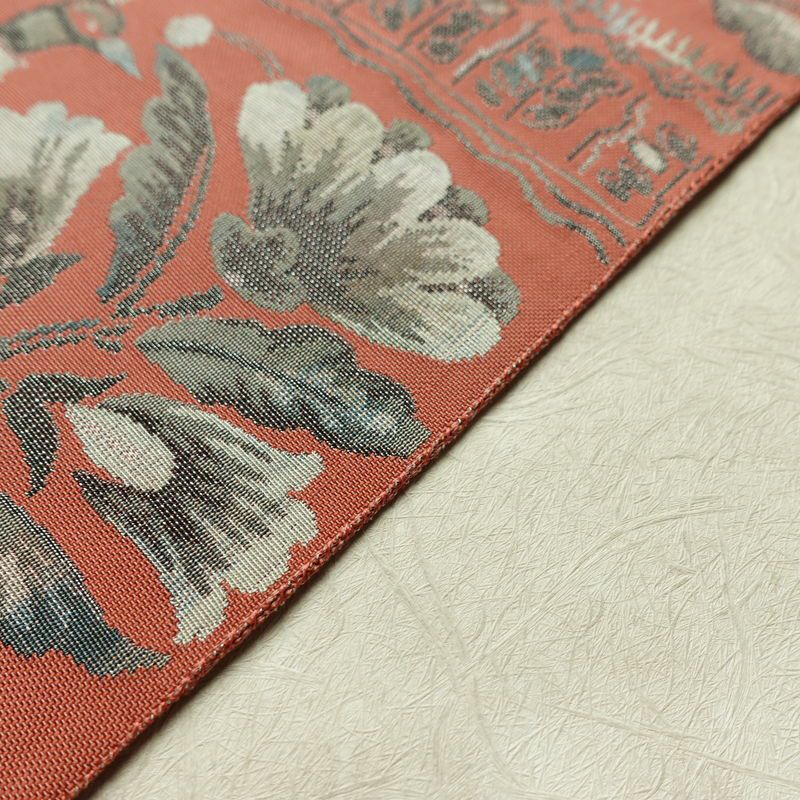 名古屋帯 全通柄 正絹 花柄 名古屋仕立て なごや帯 リサイクル帯 帯 モダン ピンク_画像13