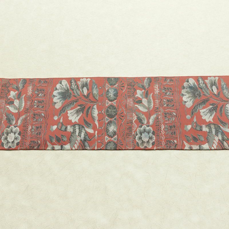 名古屋帯 全通柄 正絹 花柄 名古屋仕立て なごや帯 リサイクル帯 帯 モダン ピンク_画像15