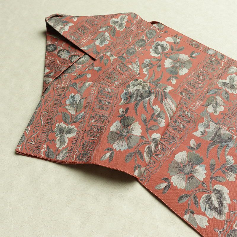 名古屋帯 全通柄 正絹 花柄 名古屋仕立て なごや帯 リサイクル帯 帯 モダン ピンク_画像21