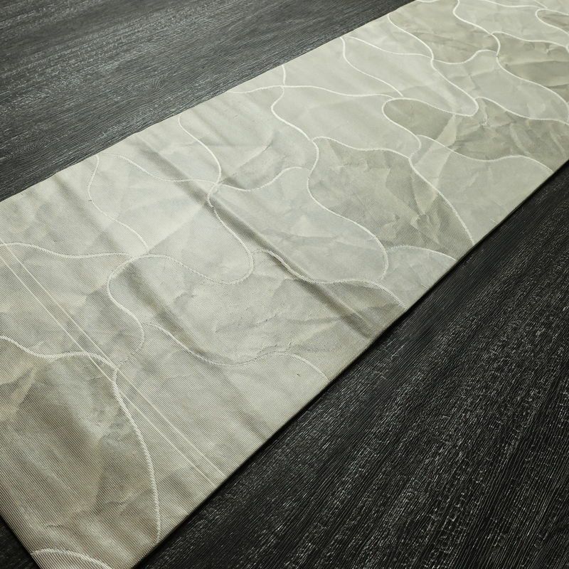 名古屋帯 六通柄 正絹 古典柄 名古屋仕立て なごや帯 リサイクル帯 帯 グレー_画像7