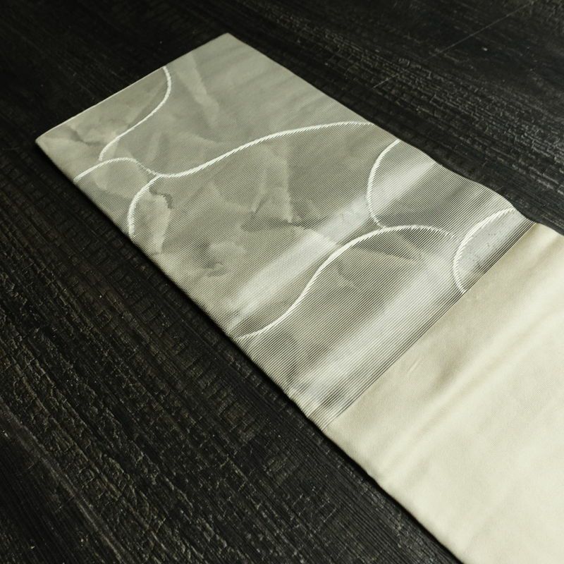 名古屋帯 六通柄 正絹 古典柄 名古屋仕立て なごや帯 リサイクル帯 帯 グレー_画像15