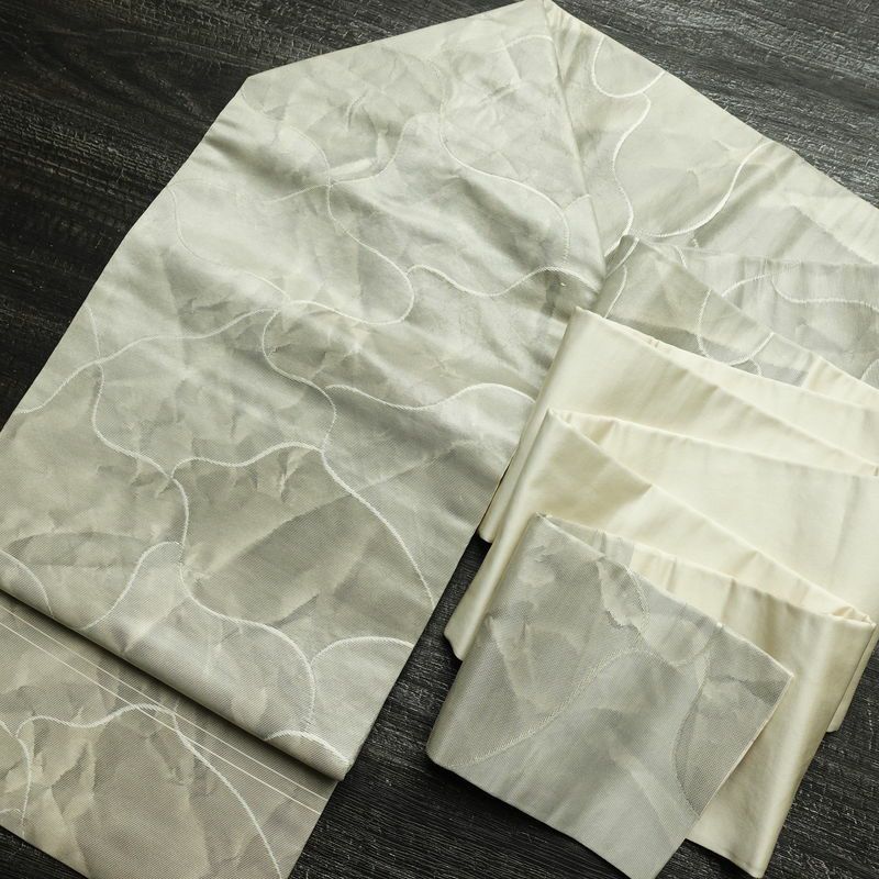 名古屋帯 六通柄 正絹 古典柄 名古屋仕立て なごや帯 リサイクル帯 帯 グレー_画像18