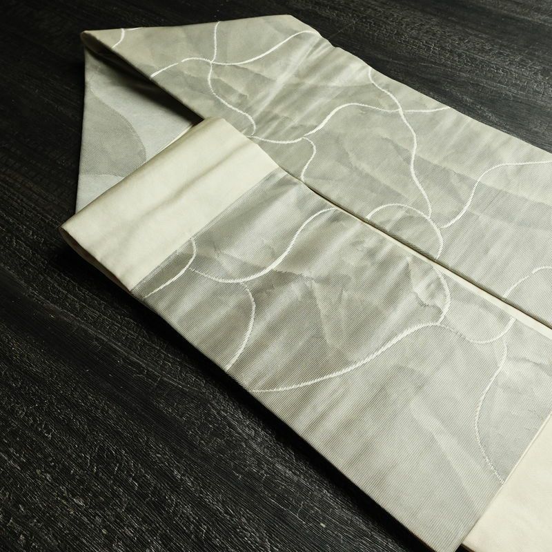 名古屋帯 六通柄 正絹 古典柄 名古屋仕立て なごや帯 リサイクル帯 帯 グレー_画像21