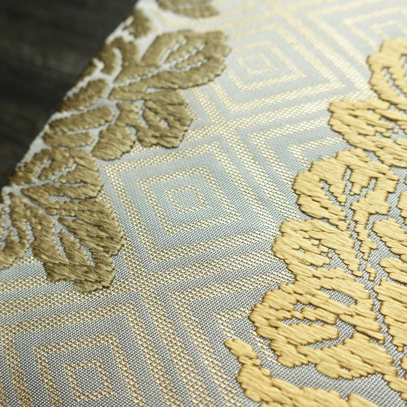 名古屋帯 六通柄 良品 正絹 古典柄 名古屋仕立て なごや帯 リサイクル帯 帯 グレー_画像7