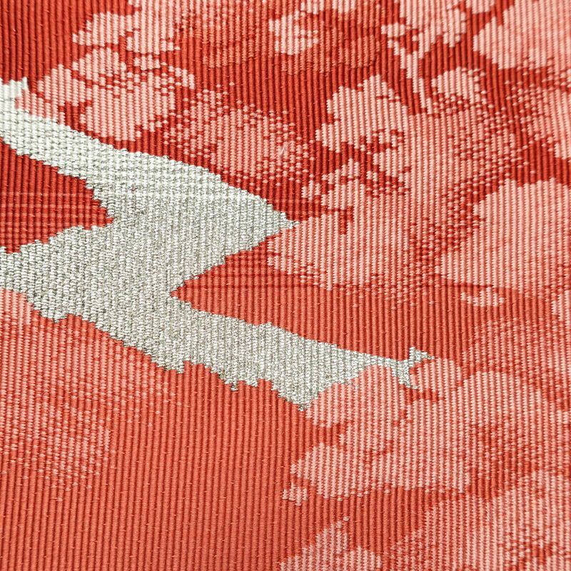 名古屋帯 太鼓柄 良品 正絹 風景柄 名古屋仕立て なごや帯 リサイクル帯 帯 金糸 銀糸 白_画像4