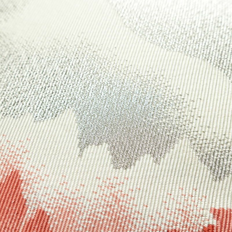 名古屋帯 太鼓柄 良品 正絹 風景柄 名古屋仕立て なごや帯 リサイクル帯 帯 金糸 銀糸 白_画像6