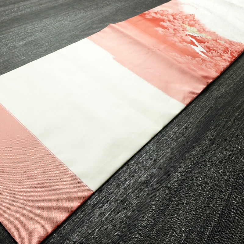 名古屋帯 太鼓柄 良品 正絹 風景柄 名古屋仕立て なごや帯 リサイクル帯 帯 金糸 銀糸 白_画像9