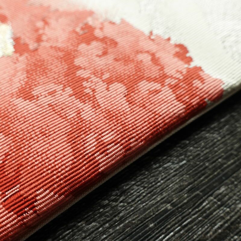 名古屋帯 太鼓柄 良品 正絹 風景柄 名古屋仕立て なごや帯 リサイクル帯 帯 金糸 銀糸 白_画像13