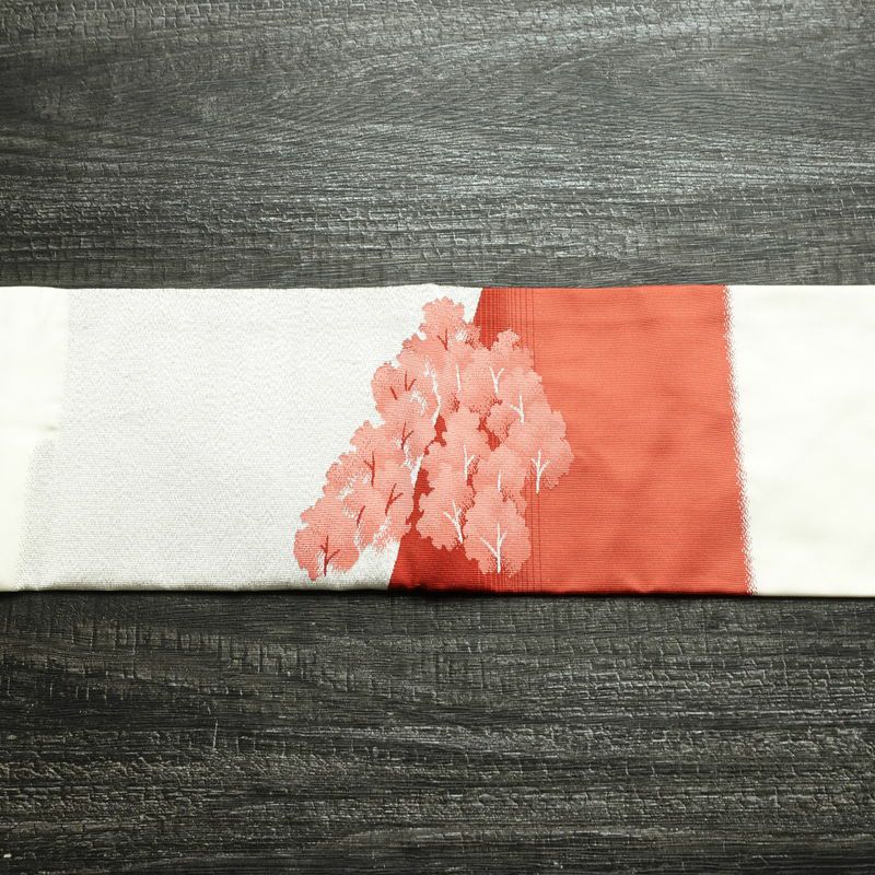 名古屋帯 太鼓柄 良品 正絹 風景柄 名古屋仕立て なごや帯 リサイクル帯 帯 金糸 銀糸 白_画像15