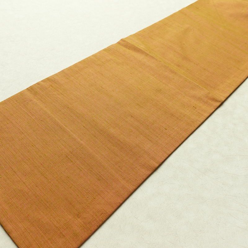 名古屋帯 全通柄 良品 正絹 無地 名古屋仕立て なごや帯 リサイクル帯 帯 シンプル 茶_画像7