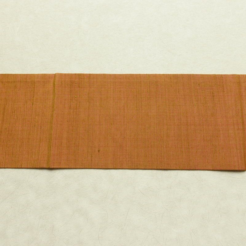 名古屋帯 全通柄 良品 正絹 無地 名古屋仕立て なごや帯 リサイクル帯 帯 シンプル 茶_画像12