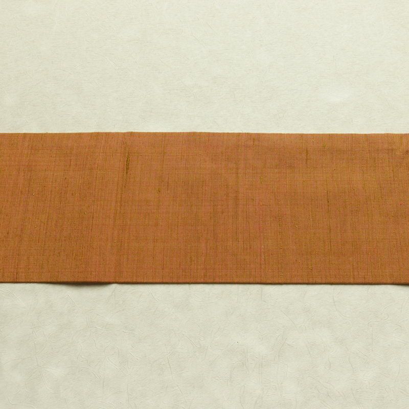 名古屋帯 全通柄 良品 正絹 無地 名古屋仕立て なごや帯 リサイクル帯 帯 シンプル 茶_画像13