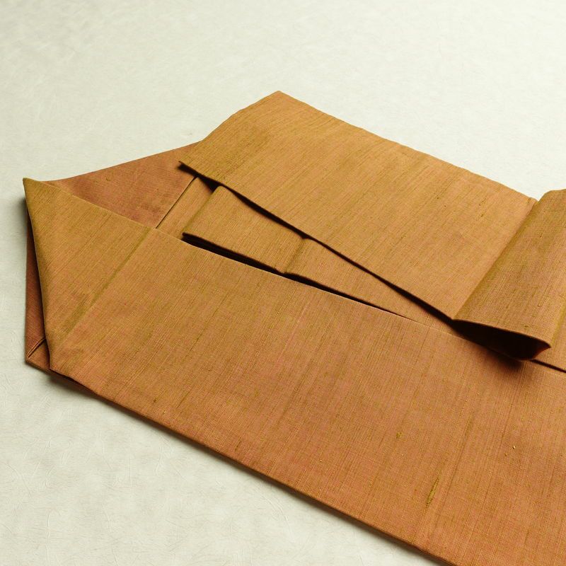 名古屋帯 全通柄 良品 正絹 無地 名古屋仕立て なごや帯 リサイクル帯 帯 シンプル 茶_画像19