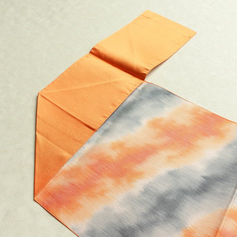 名古屋帯 六通柄 良品 正絹 花柄 松葉仕立て なごや帯 リサイクル帯 帯 橙_画像16