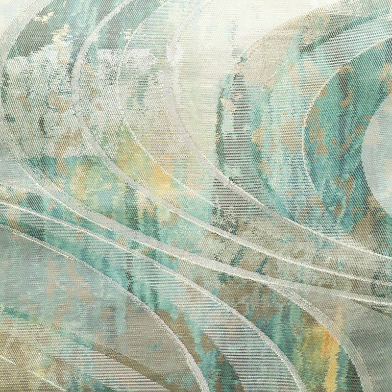 名古屋帯 六通柄 正絹 流水・波柄 名古屋仕立て なごや帯 リサイクル帯 帯 箔 緑・うぐいす色_画像2