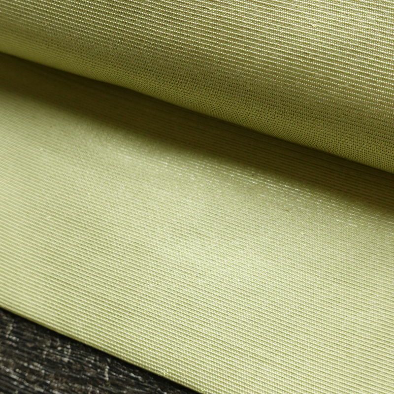 名古屋帯 太鼓柄 正絹 花柄 名古屋仕立て なごや帯 リサイクル帯 帯 箔 緑・うぐいす色_画像7