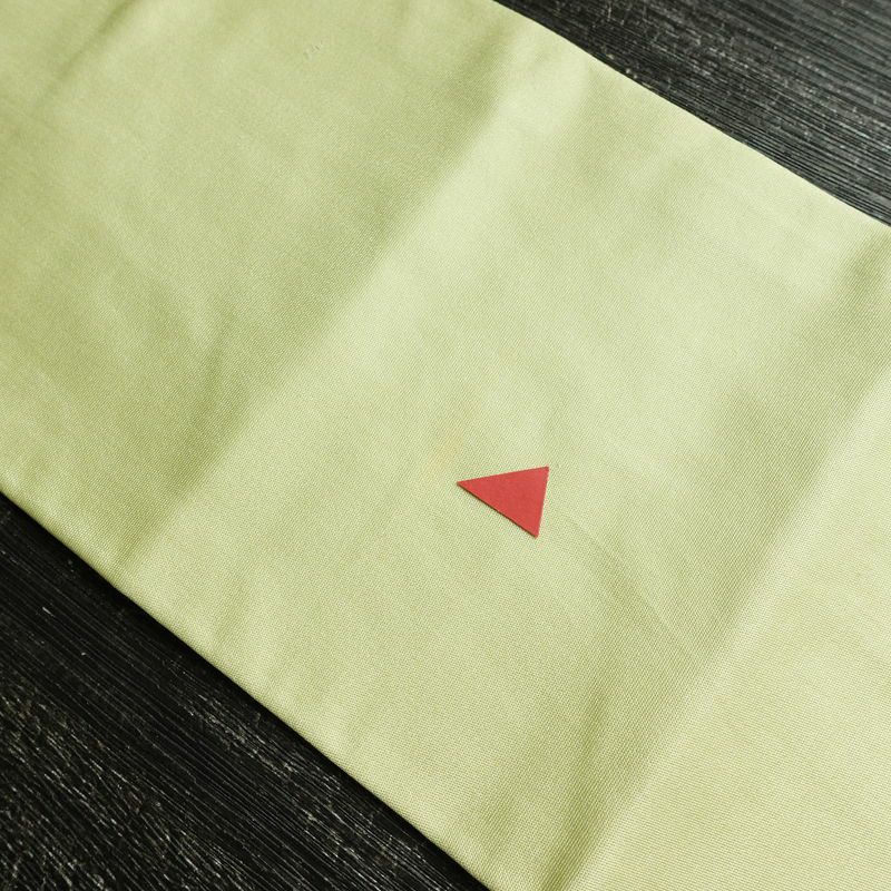 名古屋帯 太鼓柄 正絹 花柄 名古屋仕立て なごや帯 リサイクル帯 帯 箔 緑・うぐいす色_画像16