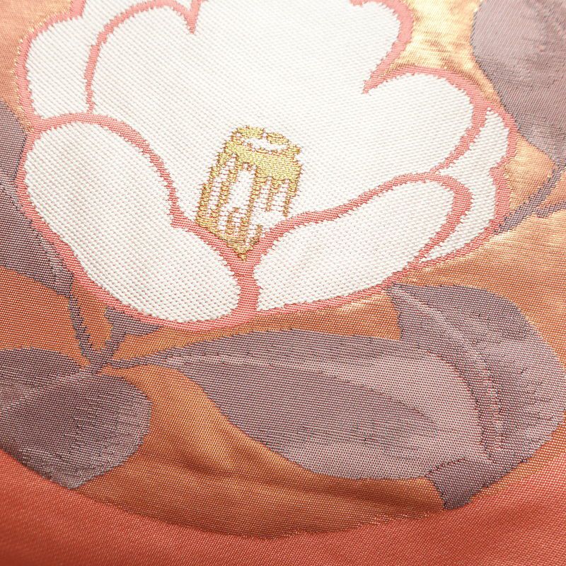 名古屋帯 六通柄 良品 正絹 花柄 名古屋仕立て なごや帯 リサイクル帯 帯 引箔 ピンク_画像3