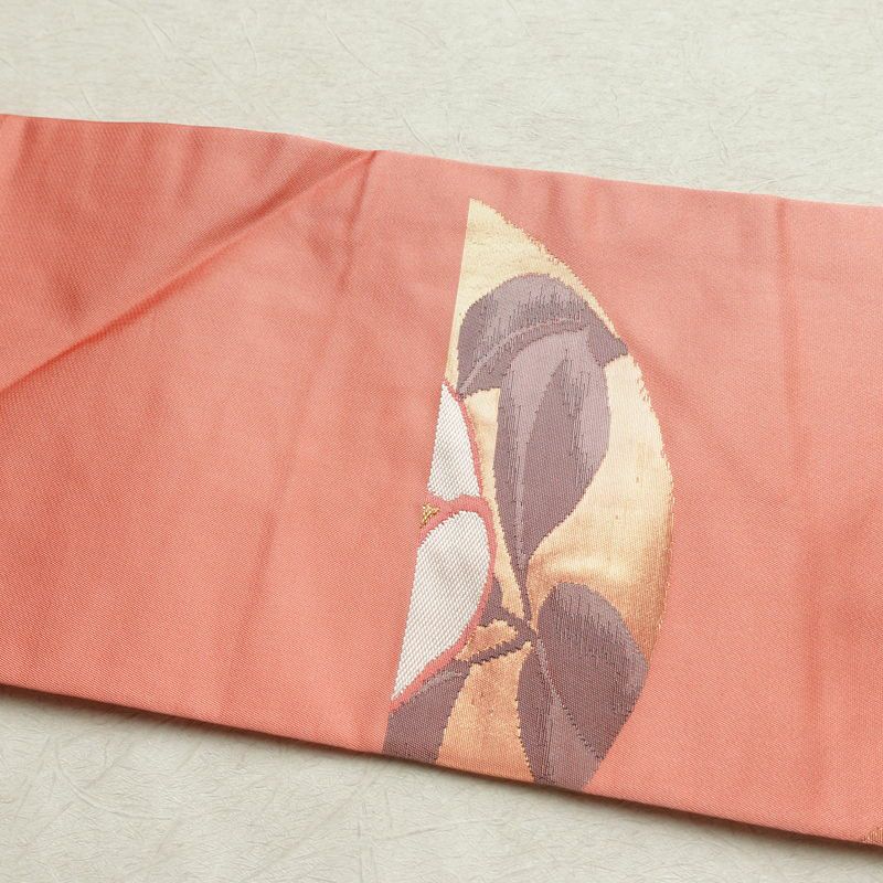 名古屋帯 六通柄 良品 正絹 花柄 名古屋仕立て なごや帯 リサイクル帯 帯 引箔 ピンク_画像15