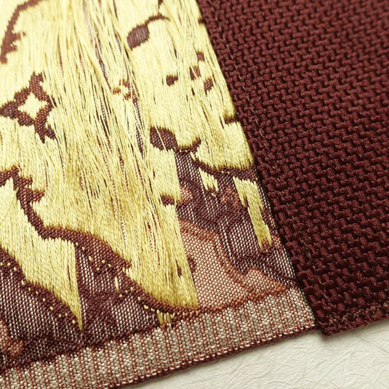 名古屋帯 六通柄 正絹 幾何学柄・抽象柄 松葉仕立て なごや帯 リサイクル帯 帯 茶_画像19