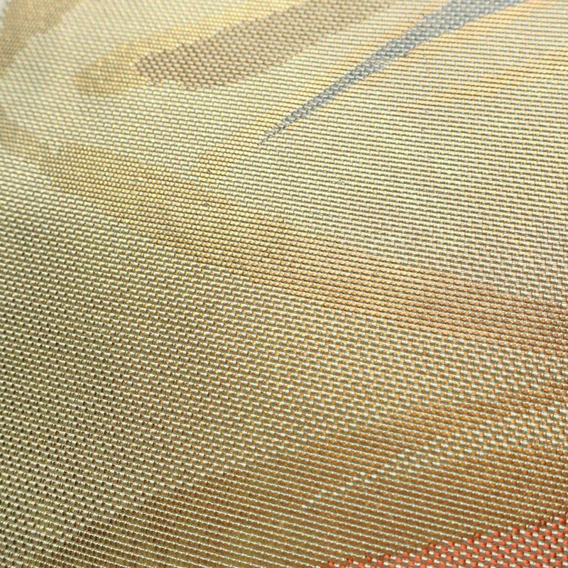 名古屋帯 六通柄 良品 正絹 幾何学柄・抽象柄 名古屋仕立て なごや帯 リサイクル帯 帯 箔 緑・うぐいす色_画像4