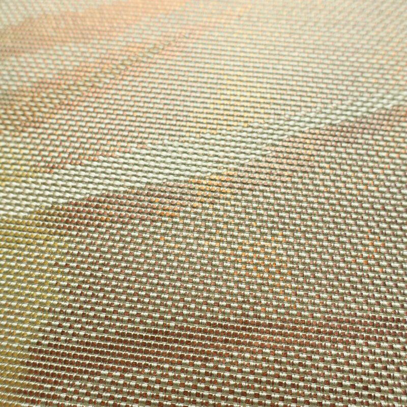 名古屋帯 六通柄 良品 正絹 幾何学柄・抽象柄 名古屋仕立て なごや帯 リサイクル帯 帯 箔 緑・うぐいす色_画像6