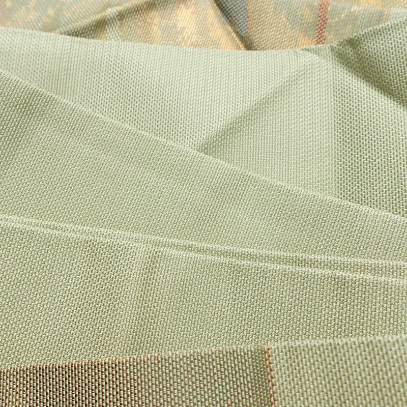 名古屋帯 六通柄 良品 正絹 幾何学柄・抽象柄 名古屋仕立て なごや帯 リサイクル帯 帯 箔 緑・うぐいす色_画像17