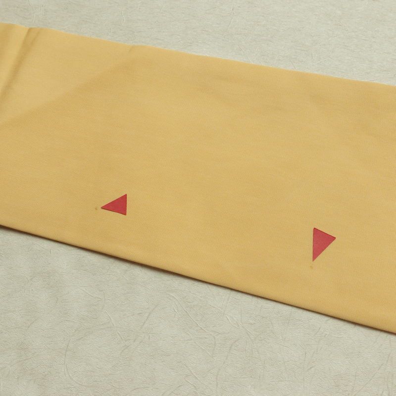 名古屋帯 太鼓柄 正絹 木の葉・植物柄 名古屋仕立て なごや帯 リサイクル帯 帯 金糸 紅葉 黄・黄土色_画像17