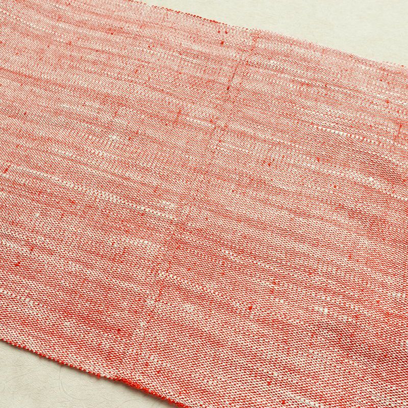 名古屋帯 太鼓柄 良品 正絹 花柄 松葉仕立て なごや帯 リサイクル帯 帯 紬地 赤・朱_画像17