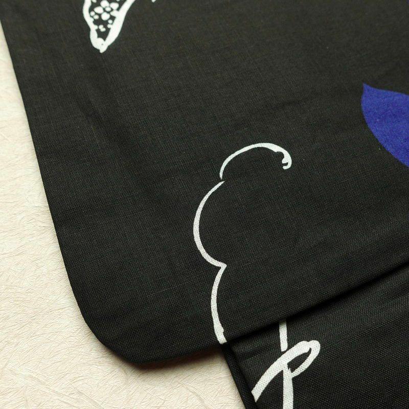 新品 浴衣 帯 2点セット 女性用 綿 平織 古典柄 浴衣 半幅帯 未使用品 朝顔 黒_画像5