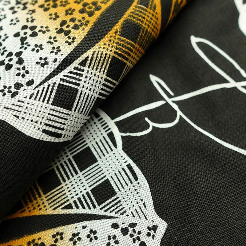 新品 浴衣 帯 2点セット 女性用 綿 平織 古典柄 浴衣 半幅帯 未使用品 朝顔 黒_画像7