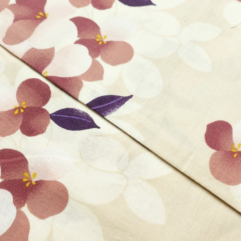新品 浴衣 女性用 綿 平織 古典柄 浴衣 未使用品 花柄 ベージュ