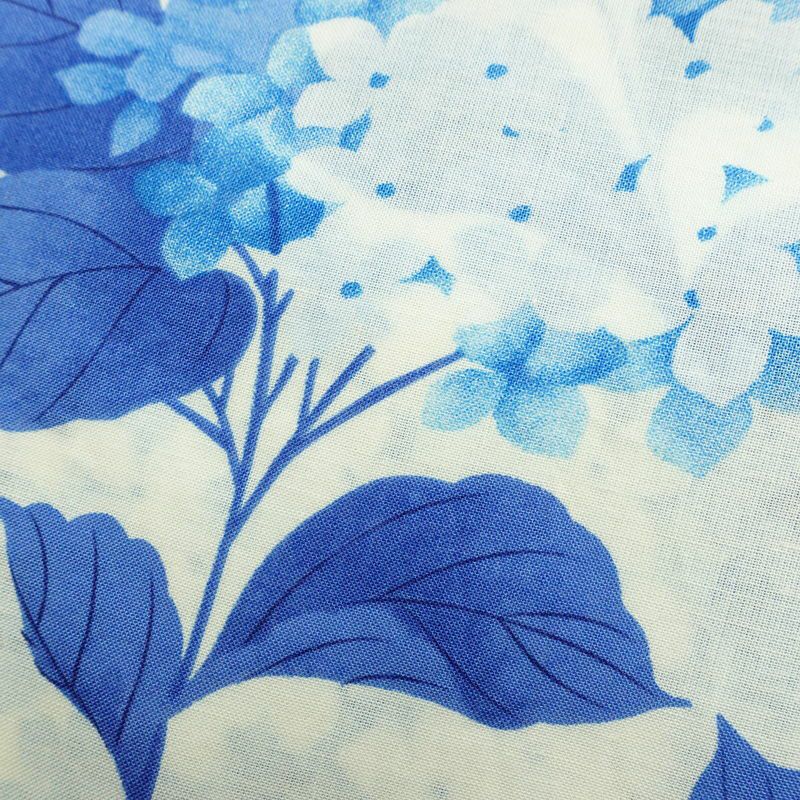 新品 浴衣 女性用 綿 平織 古典柄 花柄 あじさい ゆかた 未使用品 白 上品 シック モダン 紫陽花