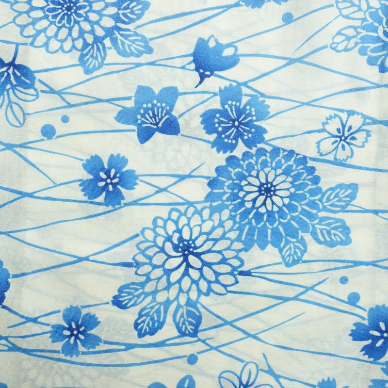 新品 浴衣 帯 2点セット 女性用 綿 平織 古典柄 浴衣 半幅帯 未使用品 白 上品 つゆ芝 菊 モダン