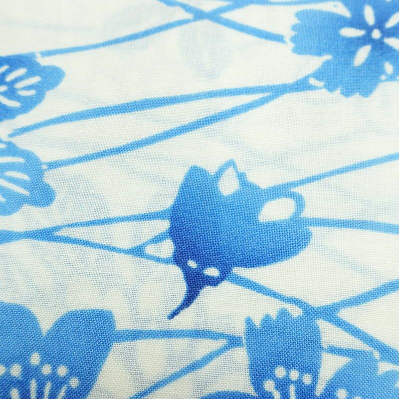 新品 浴衣 帯 2点セット 女性用 綿 平織 古典柄 浴衣 半幅帯 未使用品 白 上品 つゆ芝 菊 モダン