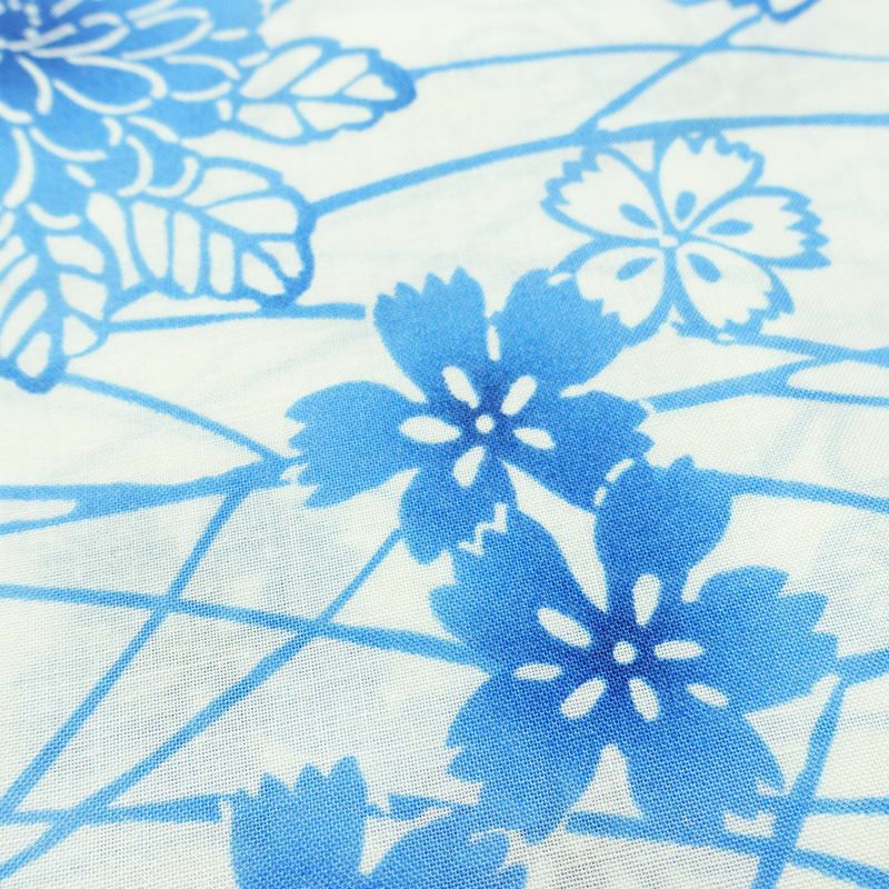 新品 浴衣 帯 2点セット 女性用 綿 平織 古典柄 浴衣 半幅帯 未使用品 白 上品 つゆ芝 菊 モダン