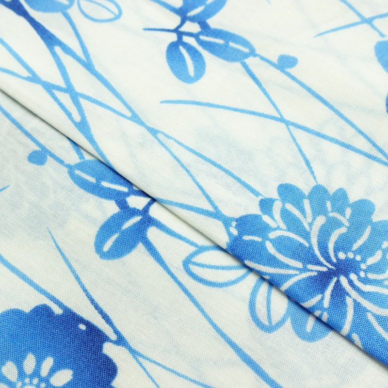 新品 浴衣 帯 2点セット 女性用 綿 平織 古典柄 浴衣 半幅帯 未使用品 白 上品 つゆ芝 菊 モダン