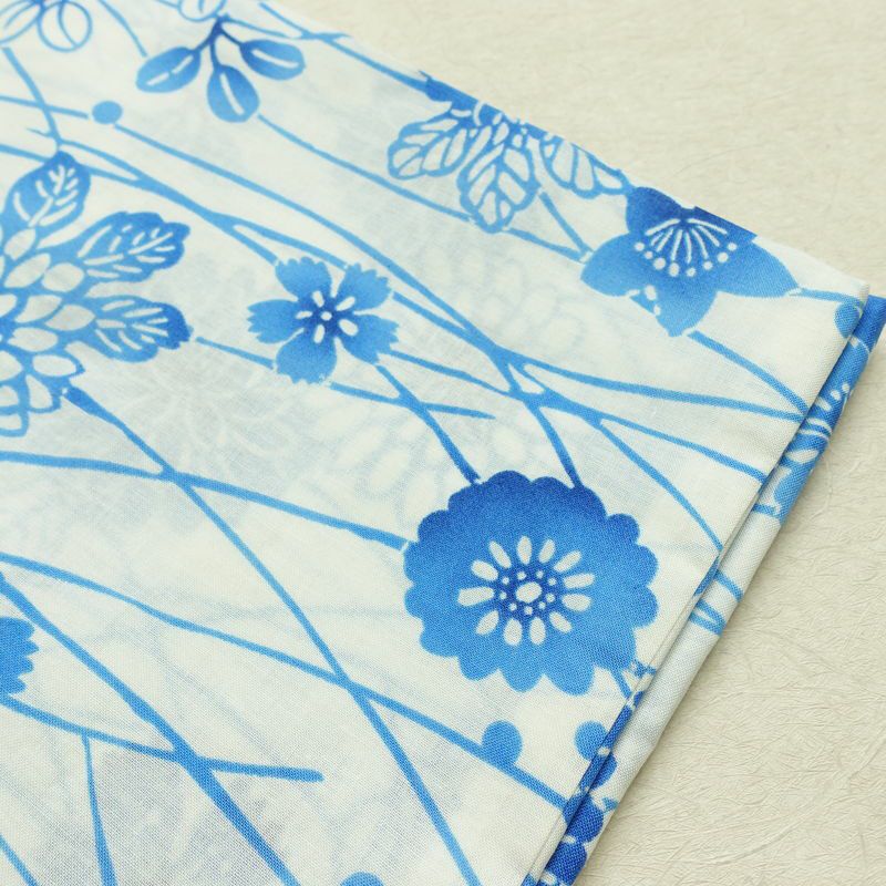 新品 浴衣 帯 2点セット 女性用 綿 平織 古典柄 浴衣 半幅帯 未使用品 白 上品 つゆ芝 菊 モダン