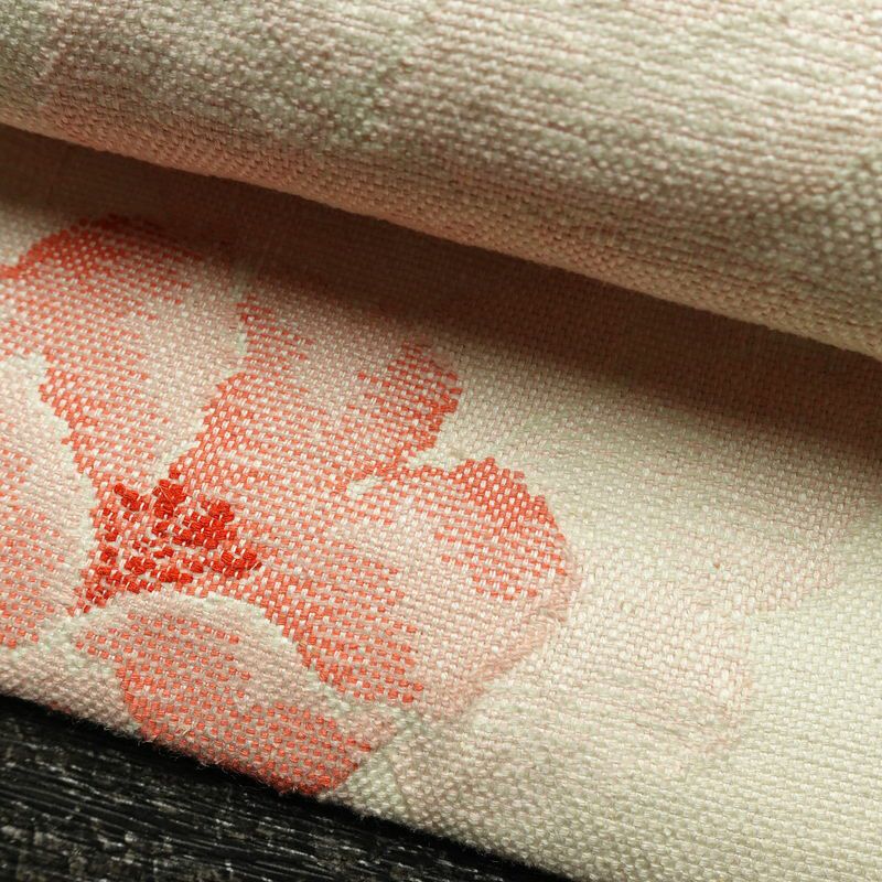 名古屋帯 六通柄 正絹 花柄 名古屋仕立て なごや帯 リサイクル帯 帯 クリーム_画像7