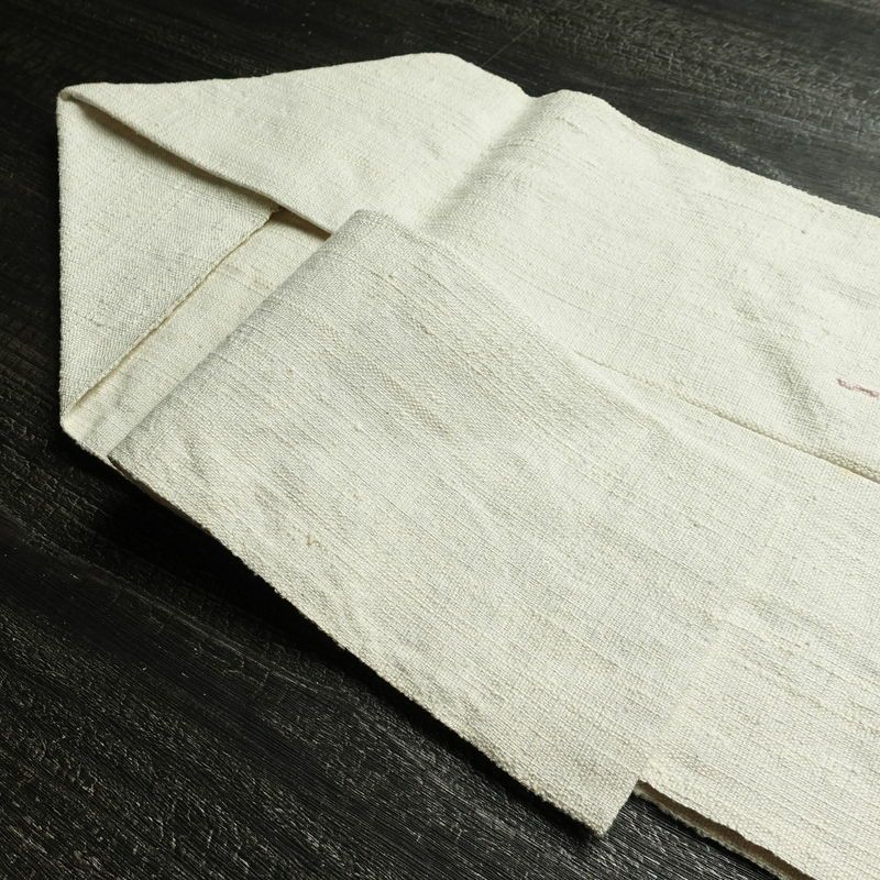 名古屋帯 渡文 西陣織 手織 太鼓柄 証紙あり 正絹 木の葉・植物柄 名古屋仕立て なごや帯 リサイクル帯 帯 白_画像19