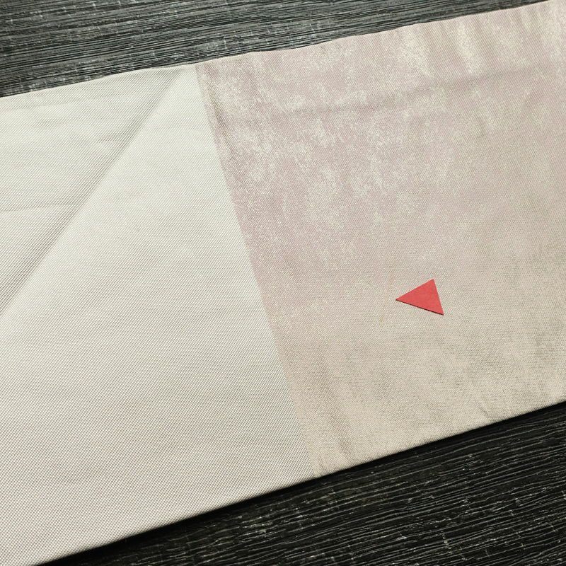 名古屋帯 太鼓柄 正絹 古典柄 名古屋仕立て なごや帯 リサイクル帯 帯 箔 扇面 紫・藤色_画像14