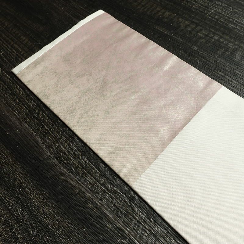 名古屋帯 太鼓柄 正絹 古典柄 名古屋仕立て なごや帯 リサイクル帯 帯 箔 扇面 紫・藤色_画像17