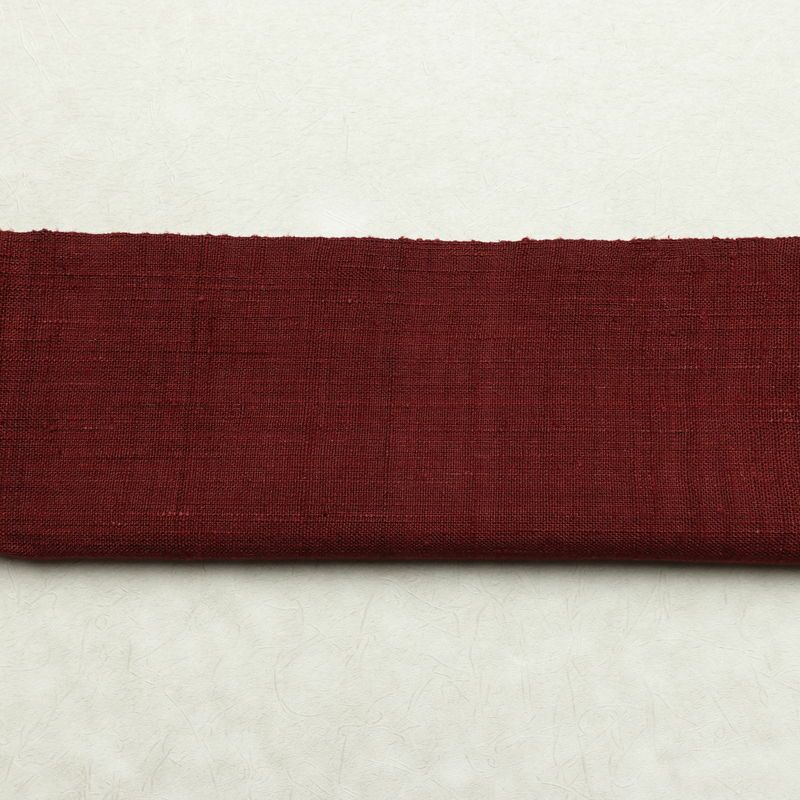 名古屋帯 全通柄 良品 正絹 無地 通し仕立て なごや帯 リサイクル帯 帯 紬地 小豆・エンジ_画像14