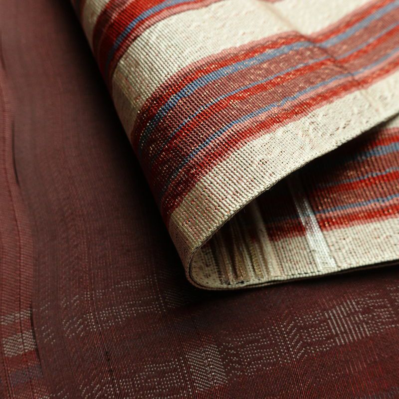 名古屋帯 六通柄 良品 正絹 縞柄・線柄 通し仕立て なごや帯 リサイクル帯 帯 カジュアル ピンク_画像10