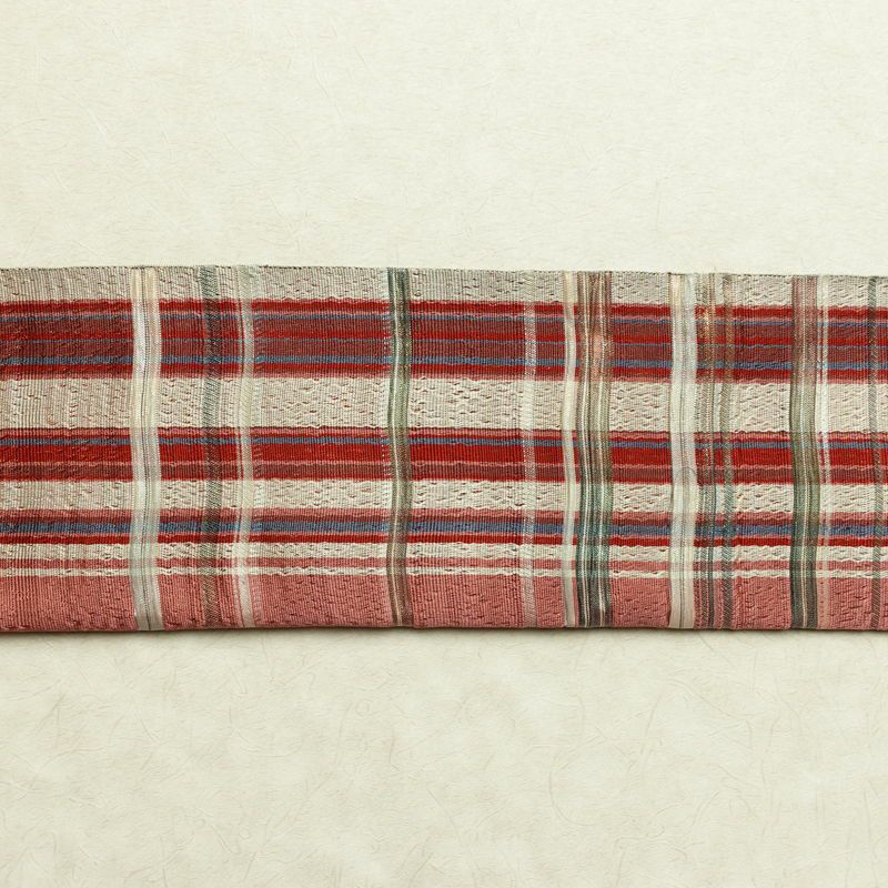 名古屋帯 六通柄 良品 正絹 縞柄・線柄 通し仕立て なごや帯 リサイクル帯 帯 カジュアル ピンク_画像16